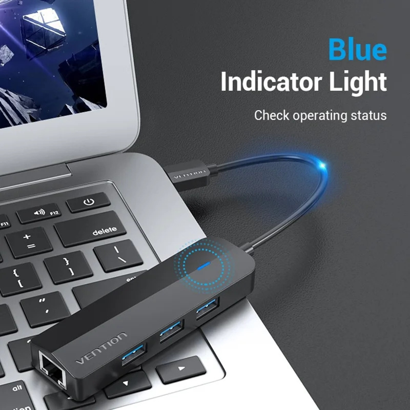 VENTION CHNBB Station d'accueil USB Hub 5 en 1 : 3 ports USB 3.0 + Ethernet Gigabit avec port d'alimentation Micro USB
