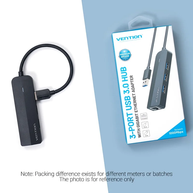 VENTION CHNBB Station d'accueil USB Hub 5 en 1 : 3 ports USB 3.0 + Ethernet Gigabit avec port d'alimentation Micro USB