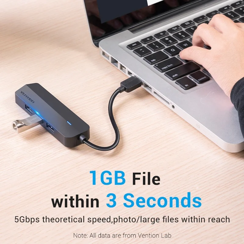 VENTION CHNBB Station d'accueil USB Hub 5 en 1 : 3 ports USB 3.0 + Ethernet Gigabit avec port d'alimentation Micro USB