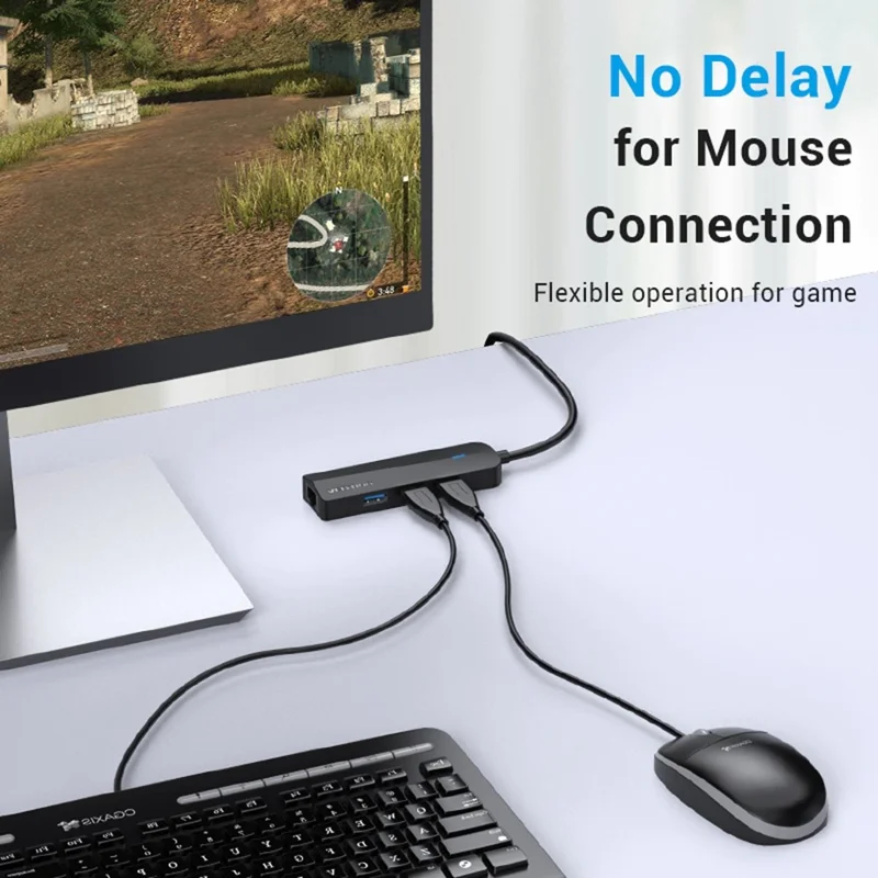 VENTION CHNBB Station d'accueil USB Hub 5 en 1 : 3 ports USB 3.0 + Ethernet Gigabit avec port d'alimentation Micro USB