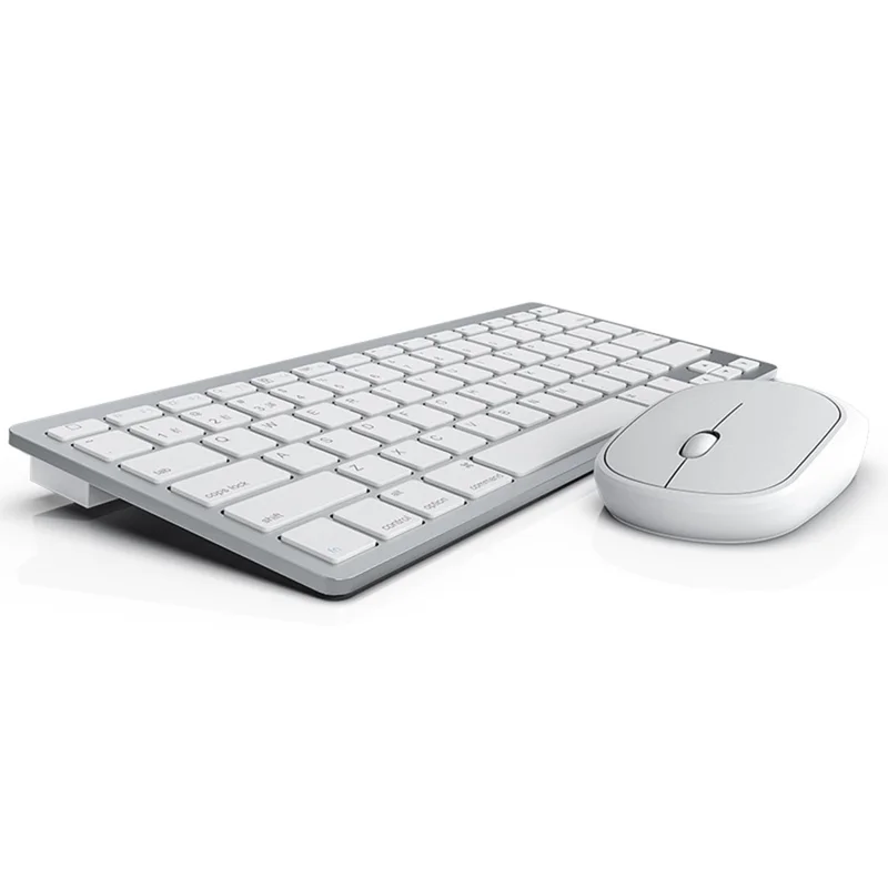B666+MS-800 Set Tastiera e Mouse Bluetooth Wireless Silenziosi per iOS / Android / Windows - Bianco