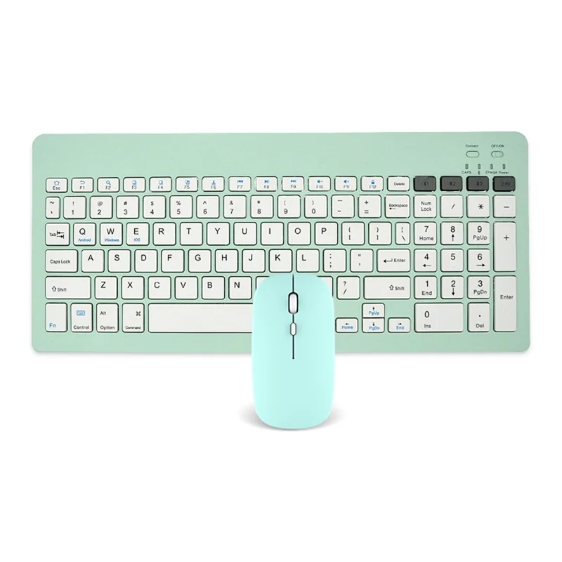 Set tastiera wireless ricaricabile Bluetooth e mouse silenzioso 2858+030 con DPI 800 / 1200 / 1600 - Verde chiaro