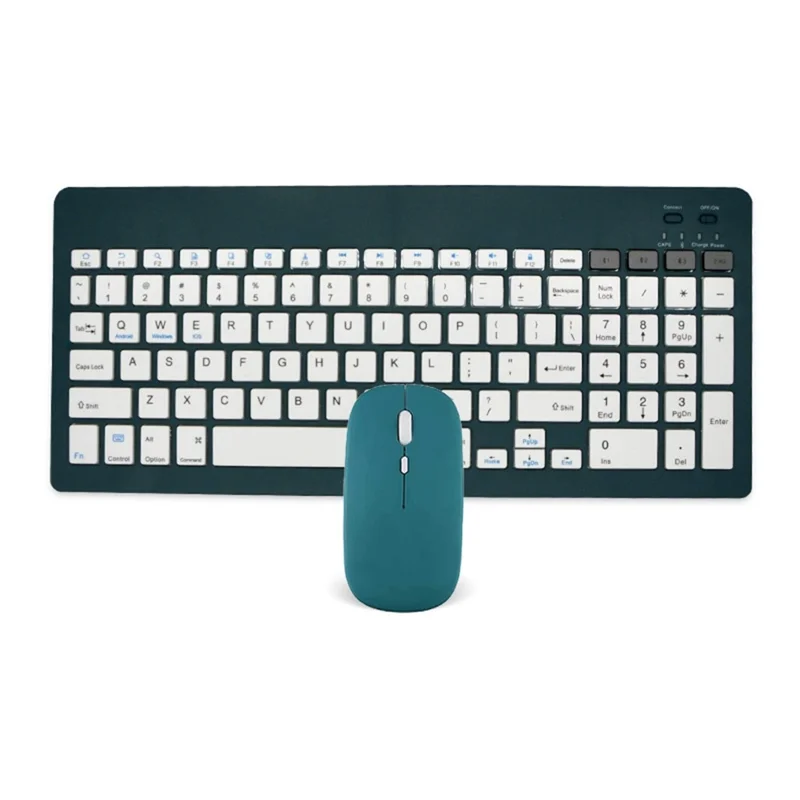 2858+030 Rechargeable Wireless Bluetooth-compatible Keyboard with 800 / 1200 / 1600 DPI Silent Mouse Set - Blackish Green