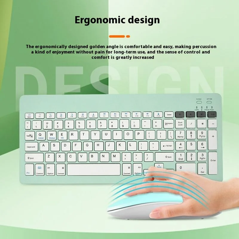 2858+030 Rechargeable Wireless Bluetooth-compatible Keyboard with 800 / 1200 / 1600 DPI Silent Mouse Set - Blackish Green