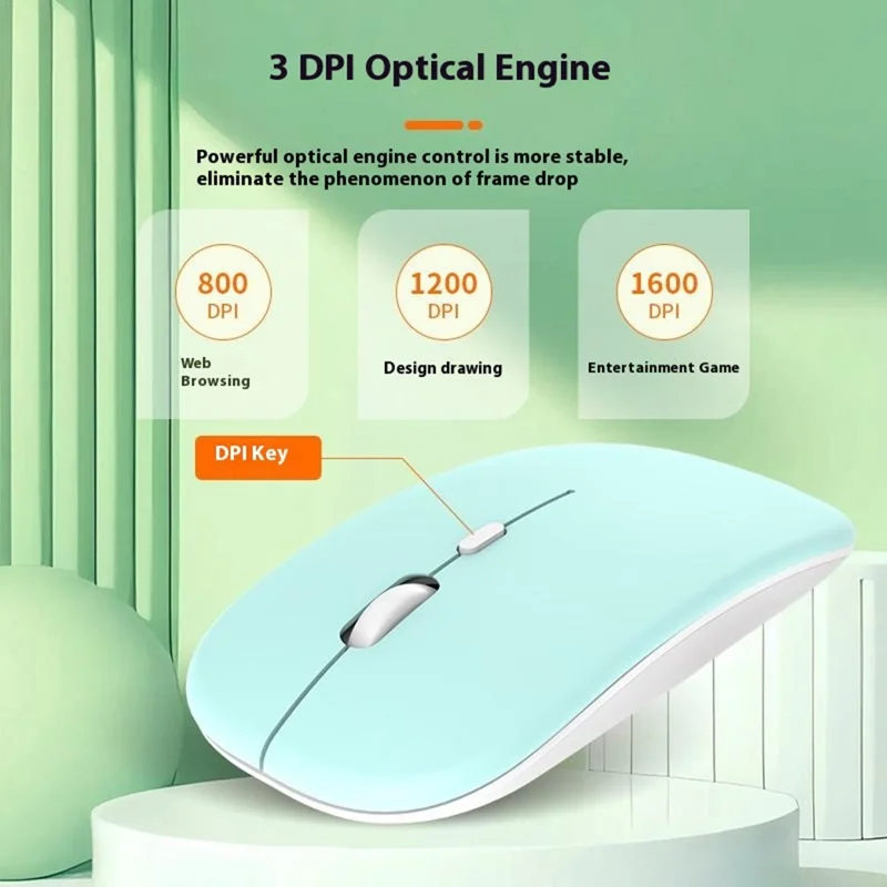 2858+030 Rechargeable Wireless Bluetooth-compatible Keyboard with 800 / 1200 / 1600 DPI Silent Mouse Set - Blackish Green