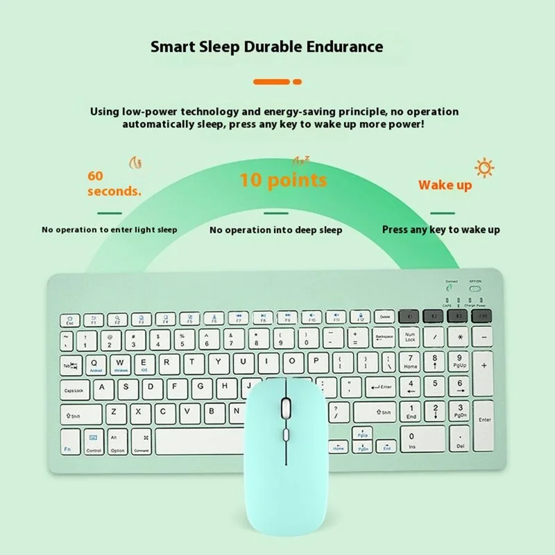 2858+030 Rechargeable Wireless Bluetooth-compatible Keyboard with 800 / 1200 / 1600 DPI Silent Mouse Set - Blackish Green