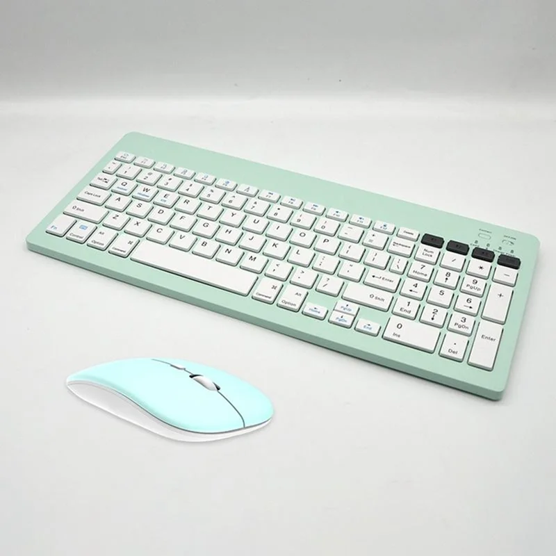 Set 2858+030 Tastiera wireless ricaricabile Bluetooth con mouse silenzioso da 800 / 1200 / 1600 DPI - Blu baby