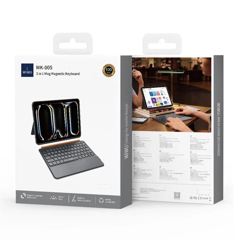 WIWU MK-005 For iPad Pro 11 (2024) 3 in 1 Magnetic Bluetooth-compatible Keyboard Full Coverage Leather Case