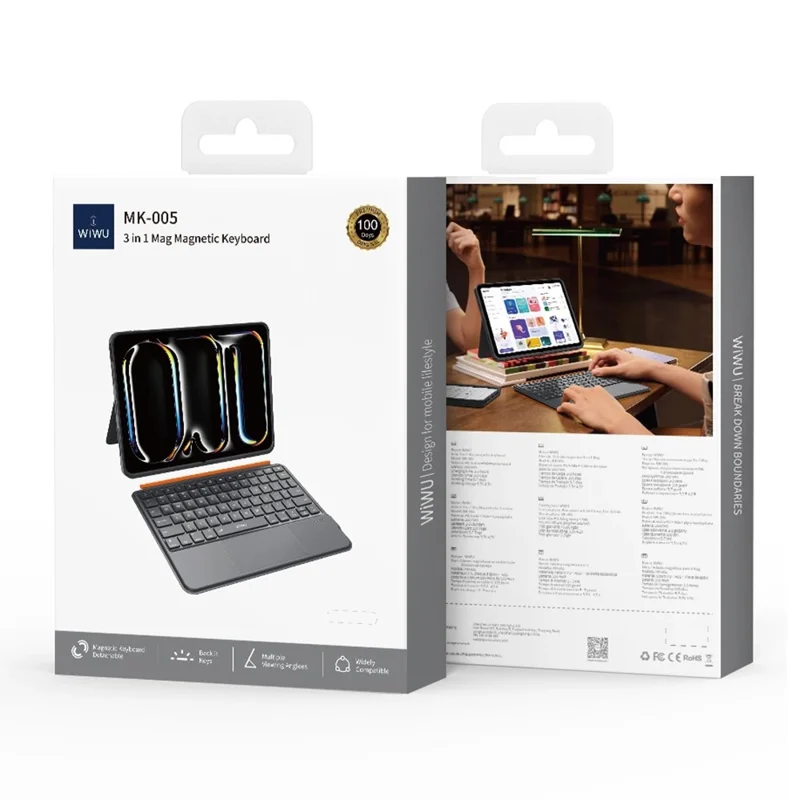 WIWU MK-005 For iPad Air 13 (2024) 3 in 1 Magnetic Bluetooth-compatible Keyboard Full Coverage Leather Case
