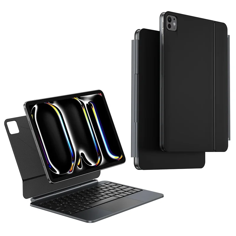 WIWU MK-004 For iPad Pro 11 (2024) Magnetic Wireless Bluetooth-compatible Keyboard Leather Case Magic Keyboard