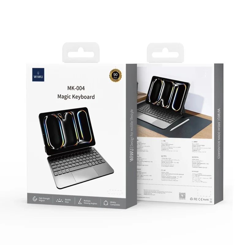 WIWU MK-004 For iPad Pro 13 (2024) Magnetic Wireless Bluetooth-compatible Keyboard Leather Case Magic Keyboard