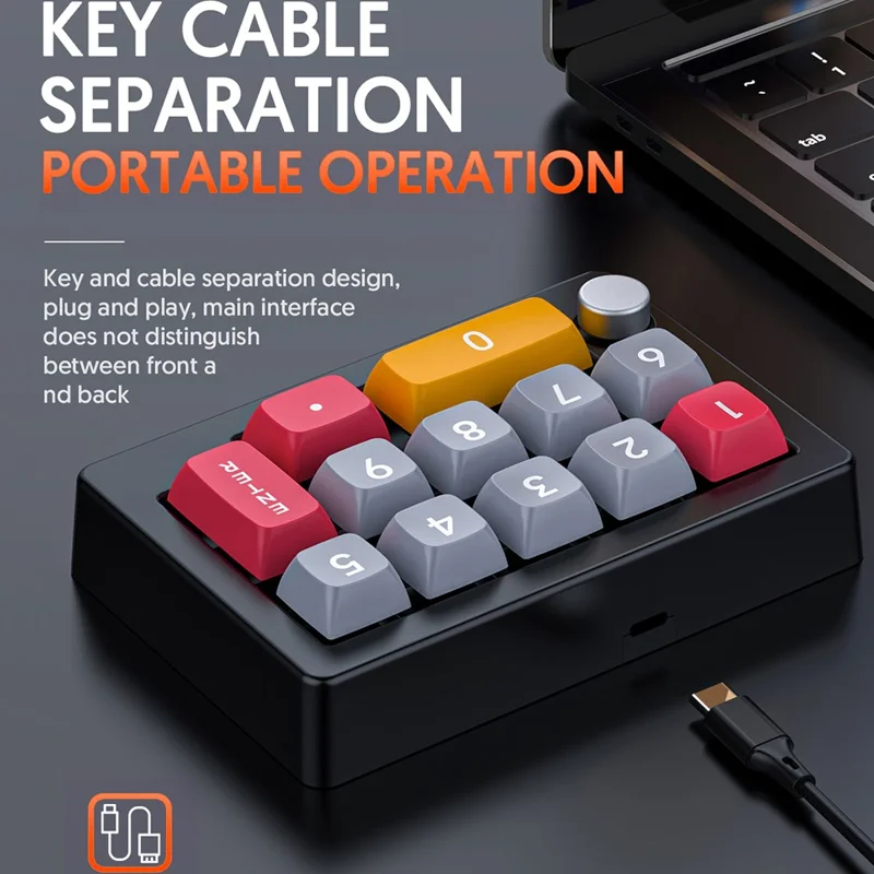 MKESPN K808 Mini Mechanical Keyboard 13 Keys Hot-Swappable RGB Backlit Programmable Keypad - Black