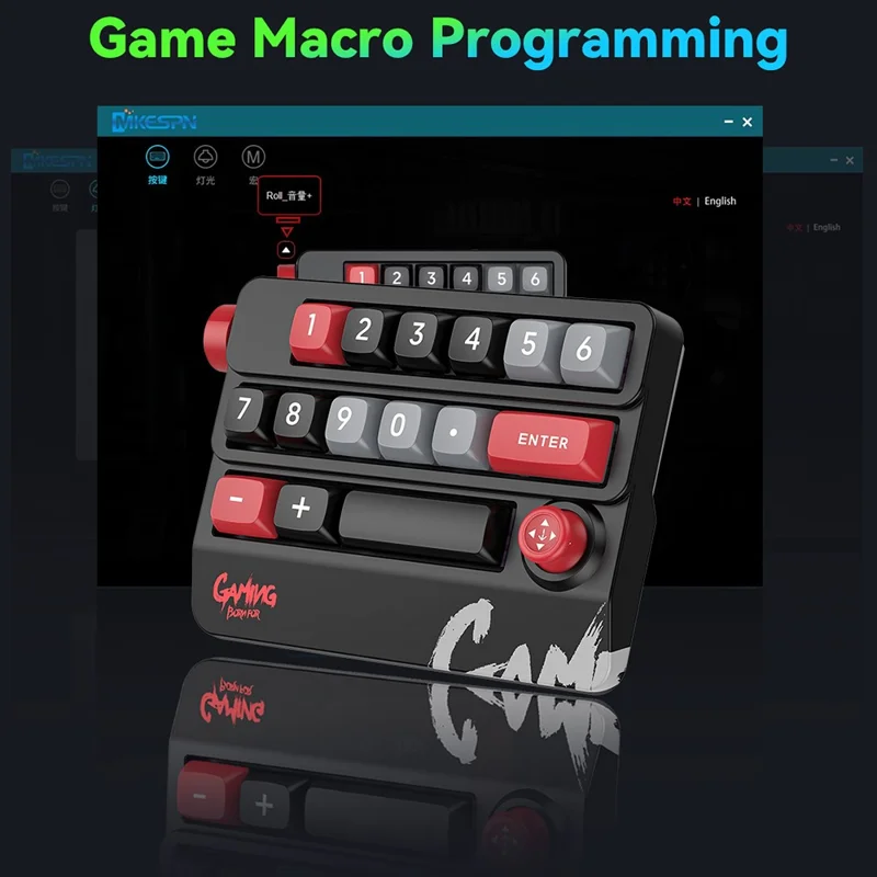 MKESPN K809 Mechanical Gaming Keyboard Macro Keys RGB Backlit Hot-Swappable Keypad with Type-C Detachable Cable - Black