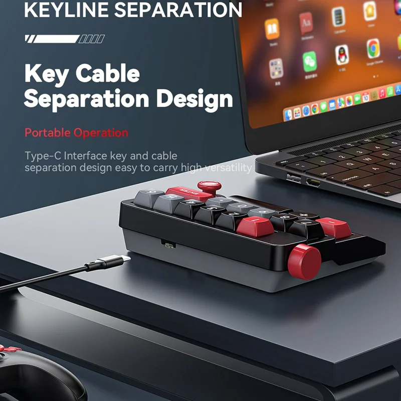 MKESPN K809 Mechanical Gaming Keyboard Macro Keys RGB Backlit Hot-Swappable Keypad with Type-C Detachable Cable - Black