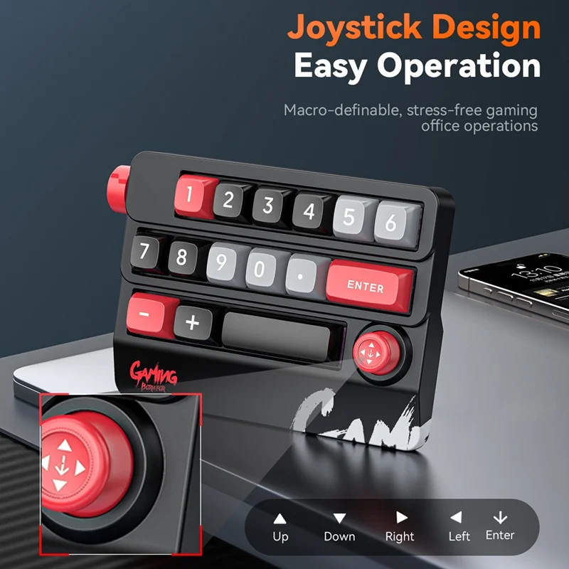 MKESPN K809 Mechanical Gaming Keyboard Macro Keys RGB Backlit Hot-Swappable Keypad with Type-C Detachable Cable - Black