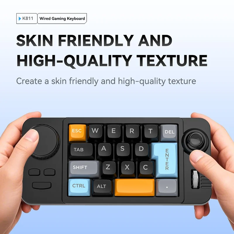 MKESPN K811 Gaming 22 Keys Keypad RGB Backlit Mechanical Macro Programmable Keyboard with Dial Joystick - Black
