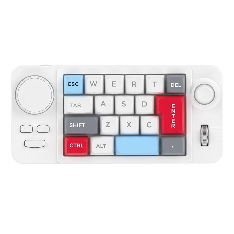MKESPN K811 Gaming 22 Keys Keypad RGB Backlit Mechanical Macro Programmable Keyboard with Dial Joystick - White