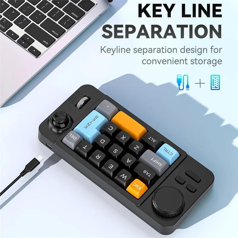 MKESPN K811 Gaming 22 Keys Keypad RGB Backlit Mechanical Macro Programmable Keyboard with Dial Joystick - White