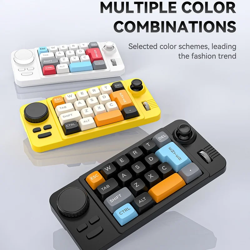 MKESPN K811 Gaming 22 Keys Keypad RGB Backlit Mechanical Macro Programmable Keyboard with Dial Joystick - White