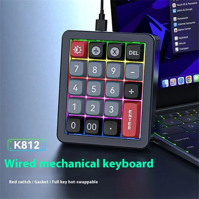 MKESPN K812 Gaming Mechanical Keyboard RGB Backlit Hot-Swappable Macro Programmable Keypad - Black