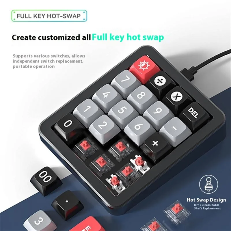 MKESPN K812 Gaming Mechanical Keyboard RGB Backlit Hot-Swappable Macro Programmable Keypad - Black