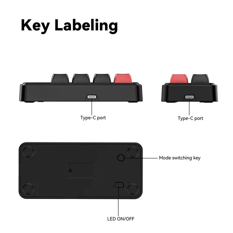 MKESPN K815B 8-Key RGB Mechanical Numeric Keyboard Hot-Swappable Compact Gaming Keypad - Red / Black