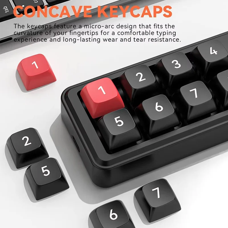 MKESPN K815B 8-Key RGB Mechanical Numeric Keyboard Hot-Swappable Compact Gaming Keypad - White / Red