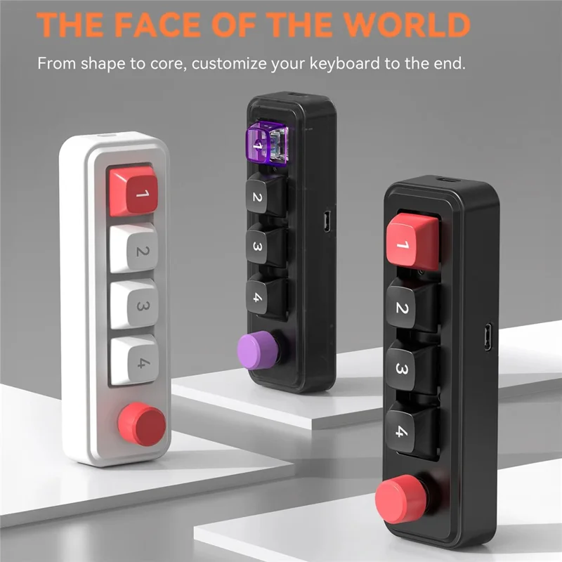 MKESPN K816A 4-Key Wired Hot-Swappable Mechanical Gaming Keypad Macro Programmable Mini Keyboard - Black