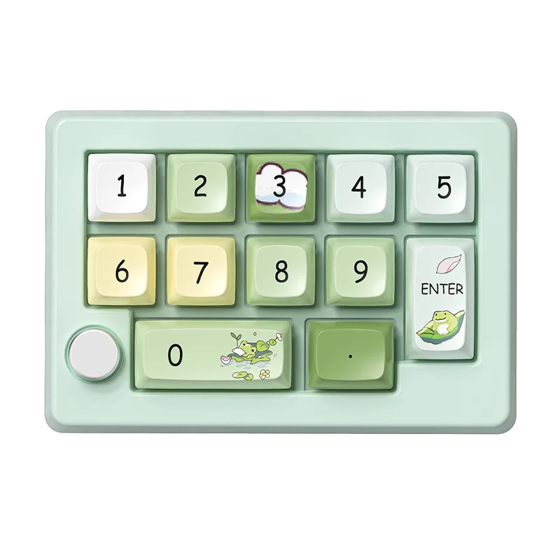 MKESPN W908 2.4GHz Wireless / Wired / Bluetooth-Compatible Mechanical Mini Keyboard Programmable RGB Backlit 12-Key Numpad - Green