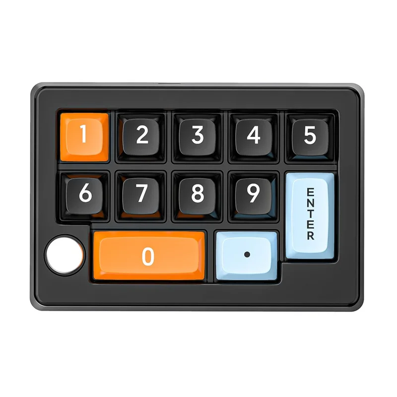 MKESPN W908 2.4GHz Wireless / Wired / Bluetooth-Compatible Mechanical Mini Keyboard Programmable RGB Backlit 12-Key Numpad - Black