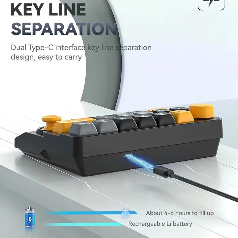 MKESPN W909 15 Keys Mechanical Gaming Keyboard Wireless / Bluetooth-Compatible / Wired RGB Backlit Keypad - Yellow