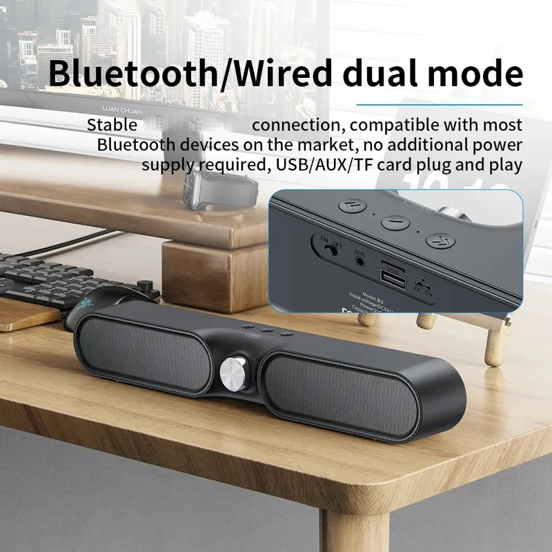 TRANYOO T-B3 Desktop Bluetooth-compatible Speaker FM Radio Subwoofer with Volume Control Button