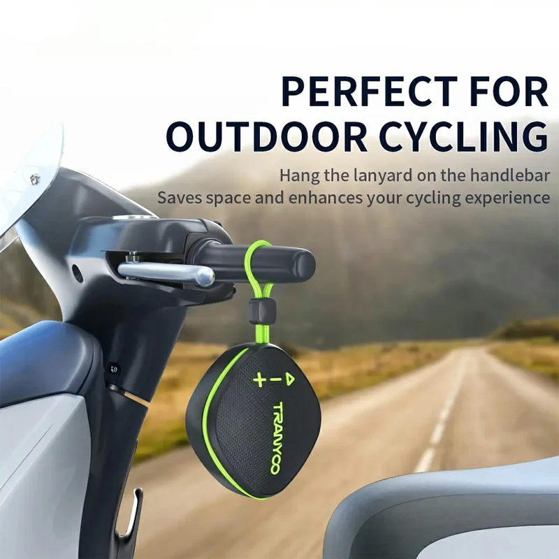 TRANYOO T-B16 Altoparlante Bluetooth Portatile per Esterno con Radio FM e Scheda TF Wireless TWS - Nero+Verde