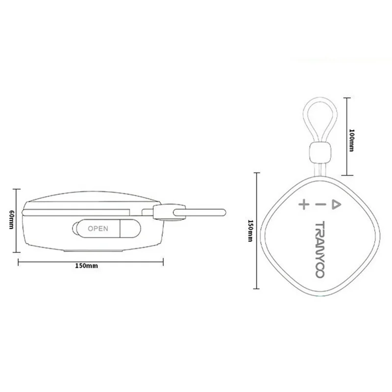 TRANYOO T-B16 Alto-falante Portátil Bluetooth para Uso Externo com Rádio FM e Cartão TF - Preto+Laranja
