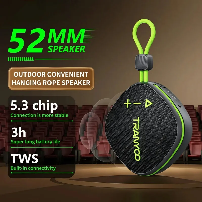 TRANYOO T-B16 Alto-falante Portátil Bluetooth para Uso Externo com Rádio FM e Cartão TF - Preto+Laranja