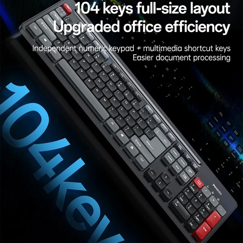 YESIDO KB43 2.4G Wireless Silent Commercial Office Keyboard Mouse Set for Desktop PC Laptop - English
