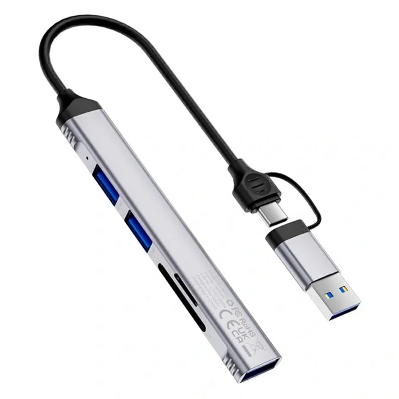 WIWU HB003 5 in 1 Multifunction Hub USB + Type C to USB 3.0 / 2x USB 2.0 / SD and TF Card Reader Expansion Dock