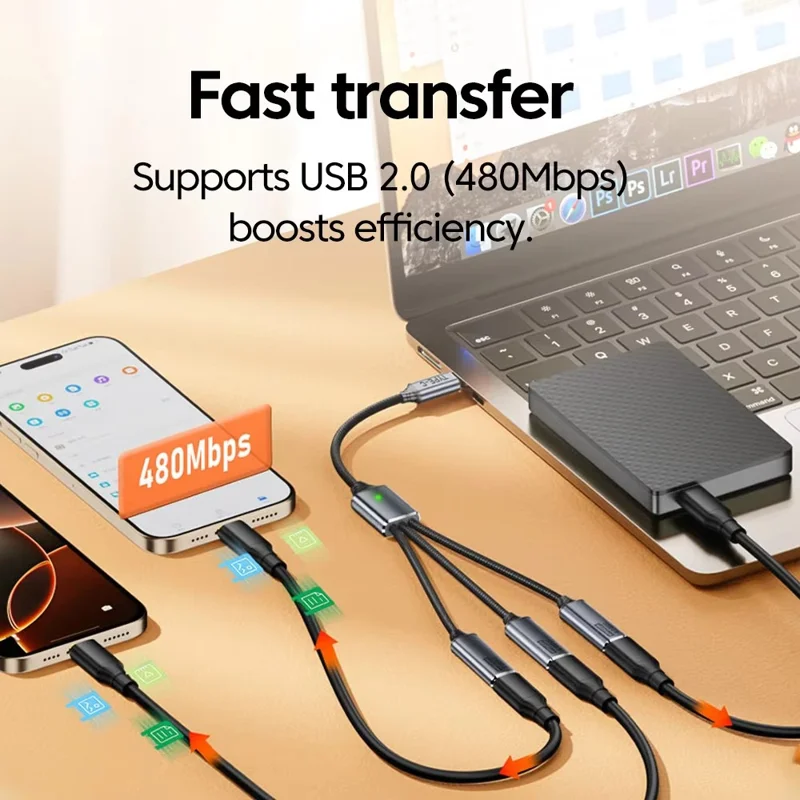 Type-C 3 в 1 OTG Кабель для расширения Передача данных Зарядка Разветвитель для клавиатуры Мышь Игровой контроллер