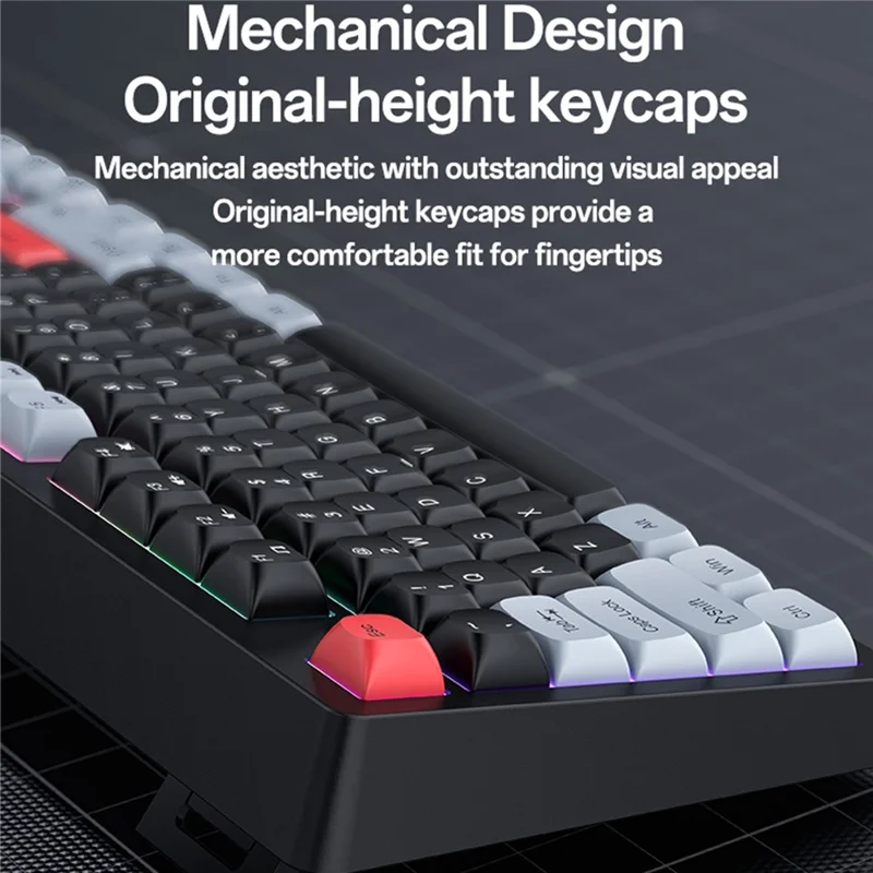 YESIDO KB44 104 Klawiszy Przewodowa Klawiatura z Podświetleniem RGB, Cicha Klawiatura Mechaniczna, Wersja Angielska + Arabska