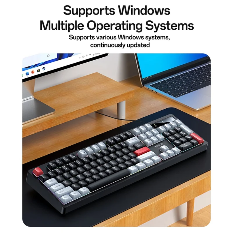 YESIDO KB44 104 Klawiszy Przewodowa Klawiatura z Podświetleniem RGB, Cicha Klawiatura Mechaniczna, Wersja Angielska + Arabska