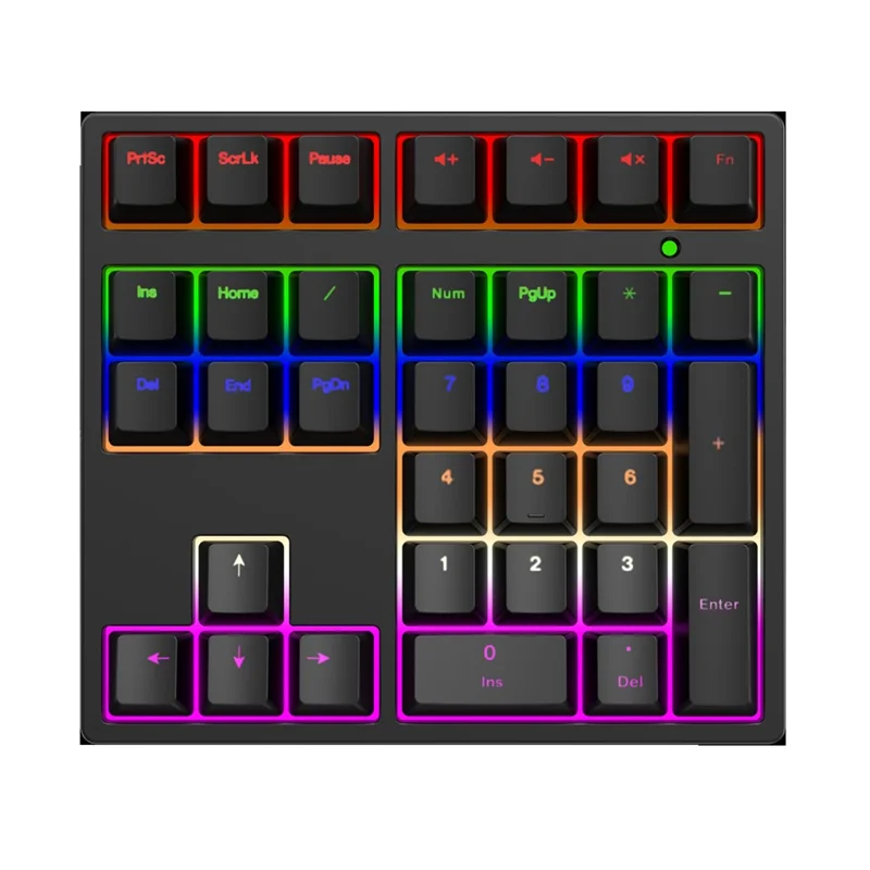 A36 RGB Backlit Mini Mechanical Keyboard with Numpad 34 Keys Type-C Wired Keyboard - Black