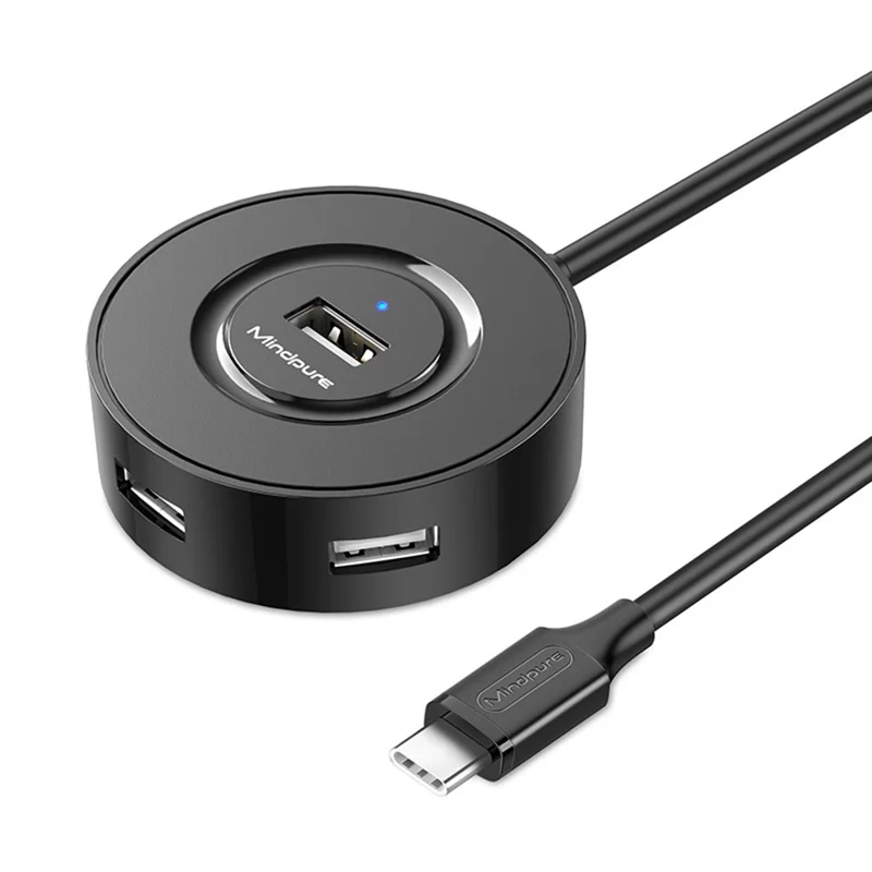 MINDPURE US034 0.3m Cabled USB Hub 4 Port Docking Station USB 2.0 Splitter Adapter for Laptop  /  Notebook  /  Tablet - Type-C