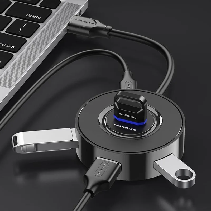 MINDPURE US034 0.3m Cabled USB Hub 4 Port Docking Station USB 2.0 Splitter Adapter for Laptop  /  Notebook  /  Tablet - Type-C