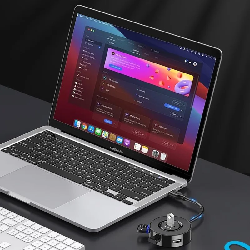 MINDPURE US034 0.3m Cabled USB Hub 4 Port Docking Station USB 2.0 Splitter Adapter for Laptop  /  Notebook  /  Tablet - Type-C