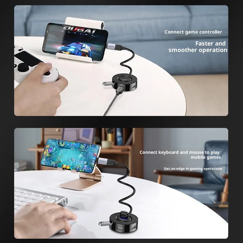 MINDPURE US034 0.3m Cabled USB Hub 4 Port Docking Station USB 2.0 Splitter Adapter for Laptop  /  Notebook  /  Tablet - Type-C