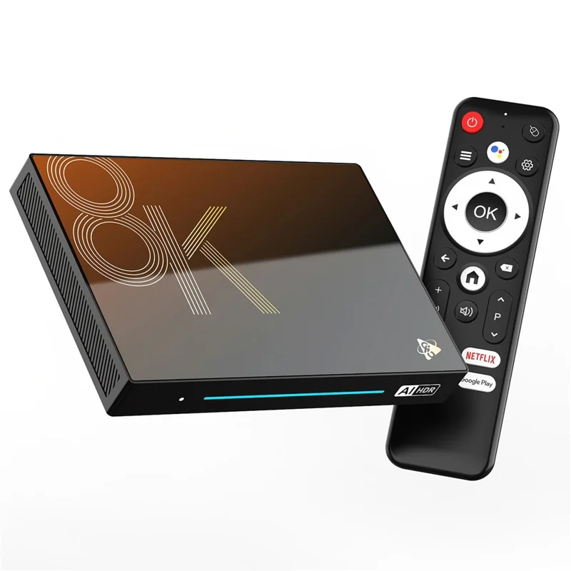 H96 MAX M9S Android 14.0 TV Box 4GB RAM + 32GB ROM 8K Ultra HD Streaming Device 1000M LAN WiFi 6 BT5.4 - US Plug