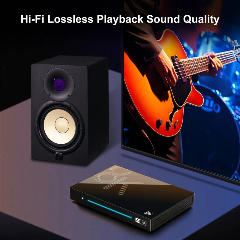 H96 MAX M9S Android 14.0 TV Box 8GB RAM + 128GB ROM 8K Ultra HD Streaming Device 1000M LAN WiFi 6 BT5.4 - US Plug