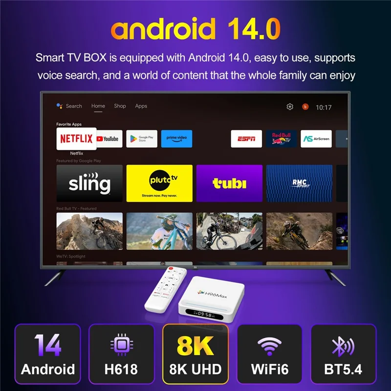 Caja de TV Android H96 Max H618 Plus 4+128GB WiFi 6 Bluetooth-Compatible 8K Ultra HD Smart TV - Blanco / Enchufe AU