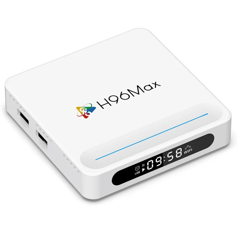 H96 Max H618 Plus 4+32GB Android TV Box WiFi 6 Bluetooth-Compatible 8K Ultra HD Smart TV Box - White  /  US Plug
