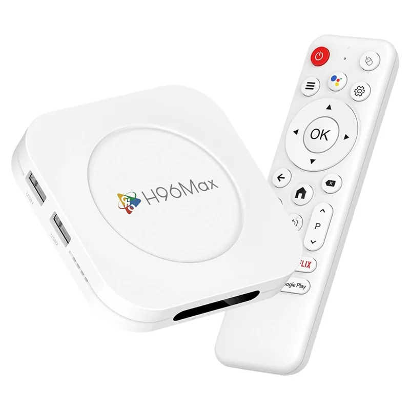 H96 MAX M1 Plus 8K Intelligent Android TV Box 2+16GB WiFi6 BT5.4 Voice Assistant Media Player - White  /  US Plug